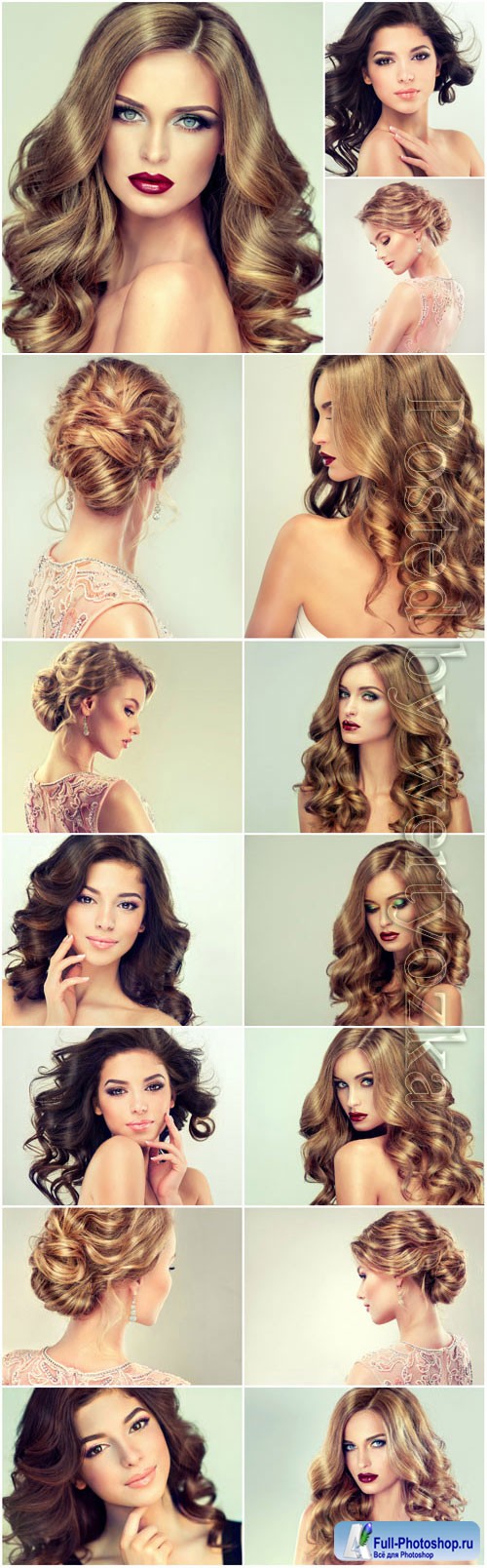 Beautiful hairstyles and makeup for girls stock photo