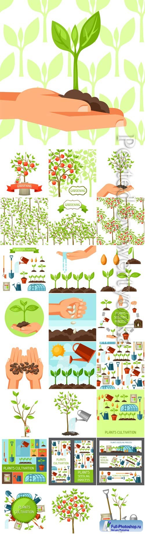 Gardening, nature and people concept in vector