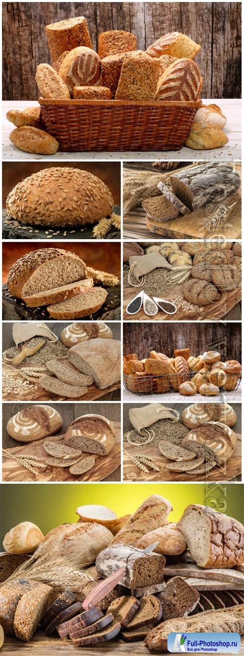 Wicker basket with fresh bread stock photo