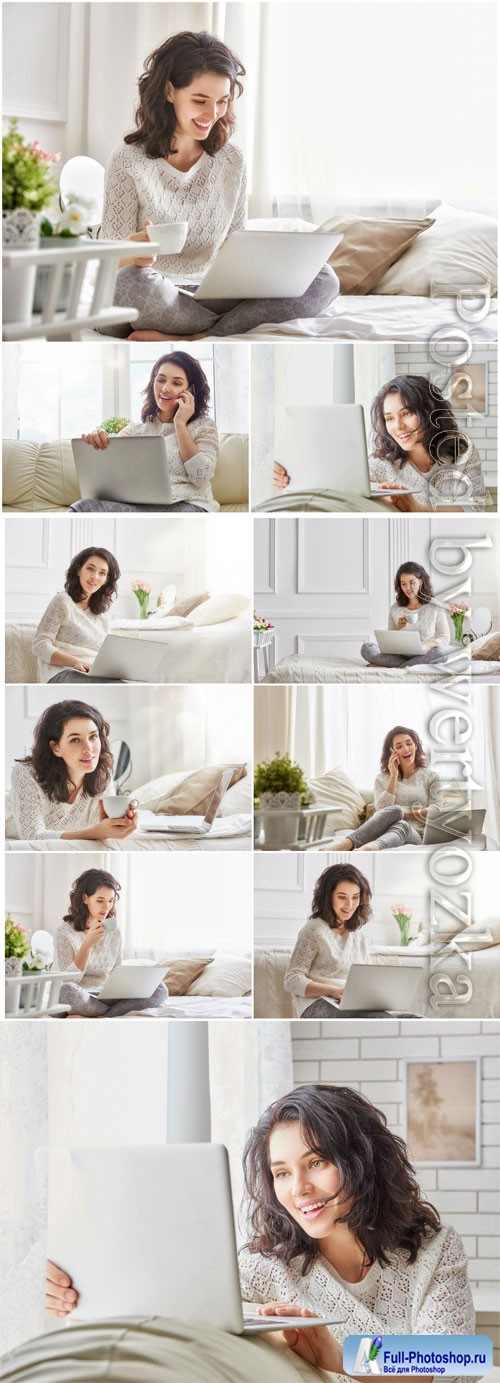 Beautiful girl with laptop stock photo