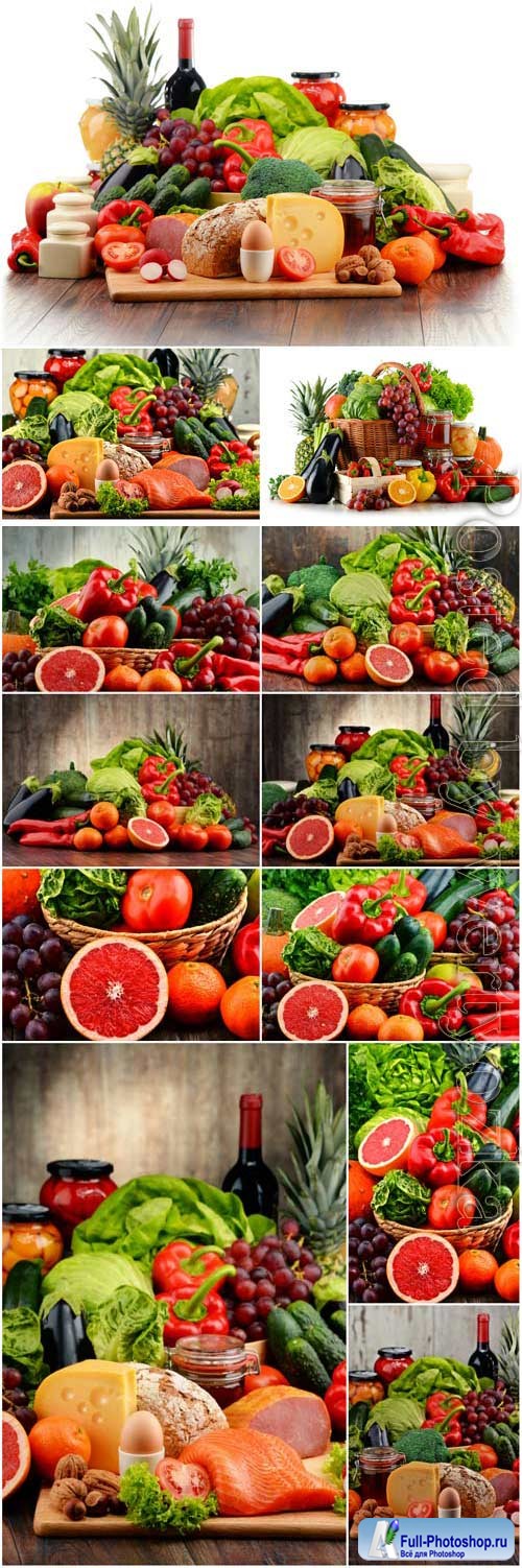 Fruits, berries, citrus stock photo