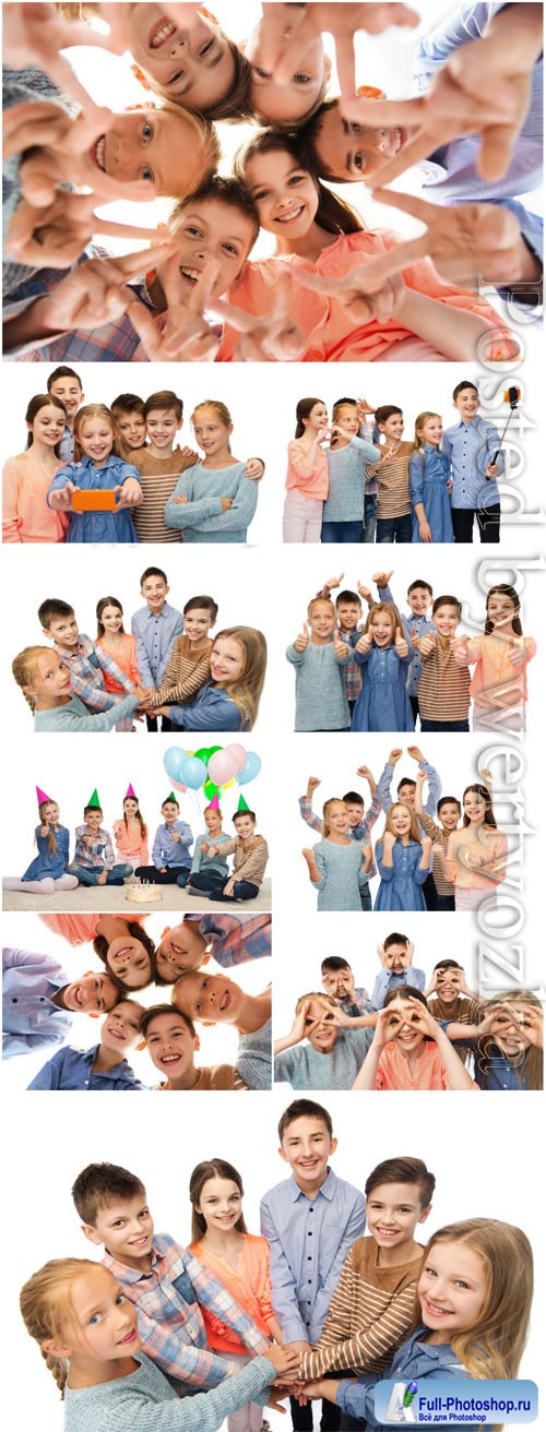 Group of friendly cheerful children stock photo