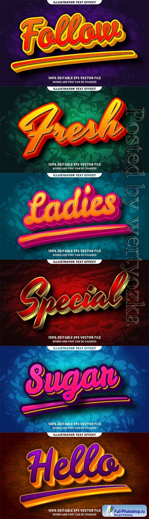 3d editable text style effect vector vol 448