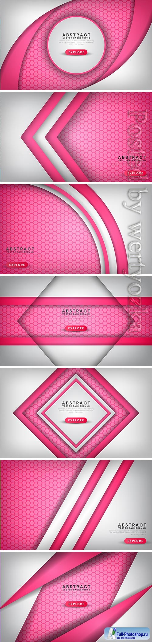 Abstract luxury white and pink background with hexagon patterns