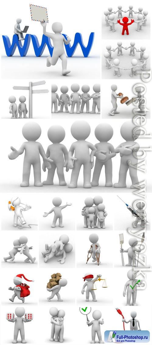 3d people in various poses stock photo