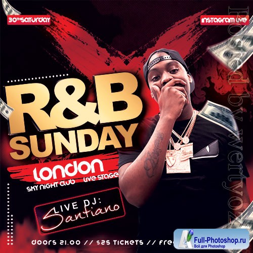 R&B Club Party Flyer PSD Template