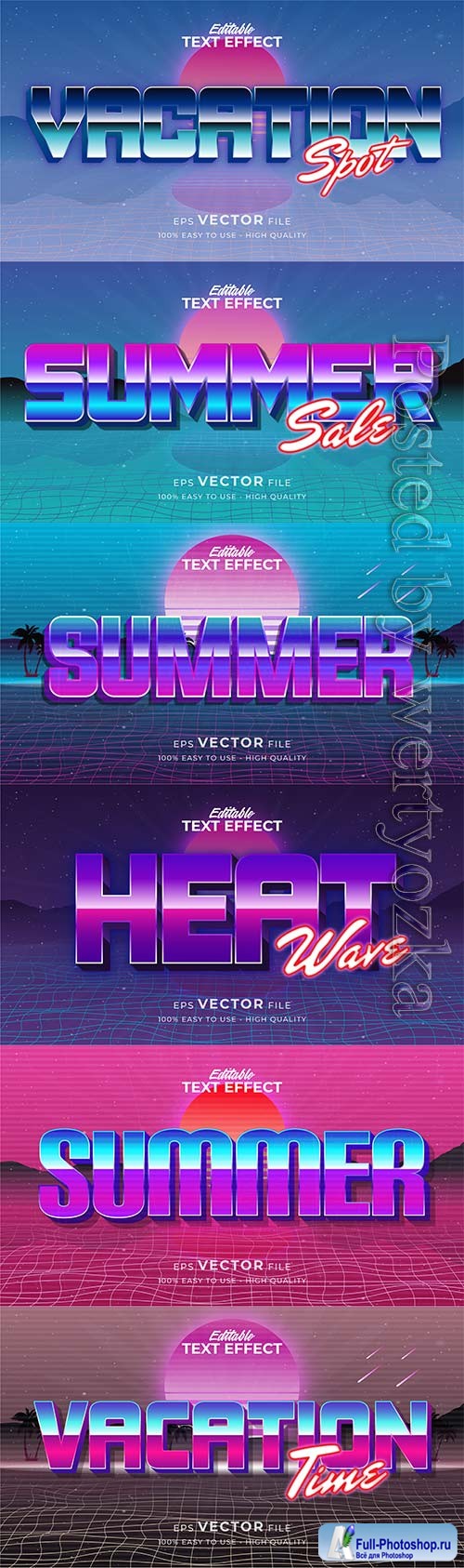 Text style effect, retro summer text in grunge style vol 7