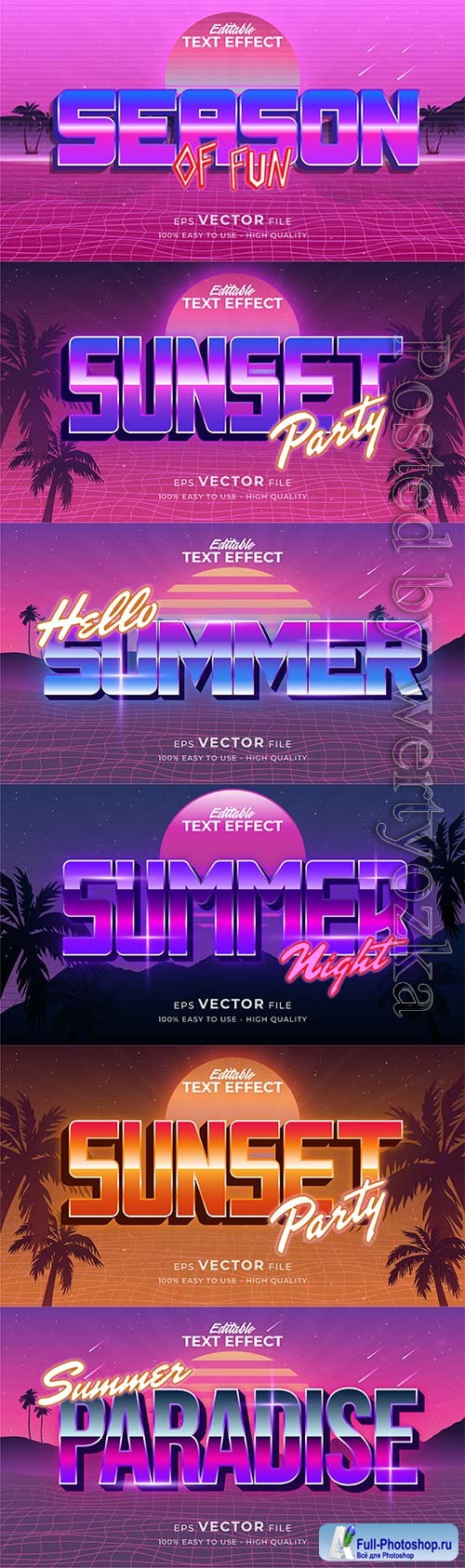 Text style effect, retro summer text in grunge style vol 8