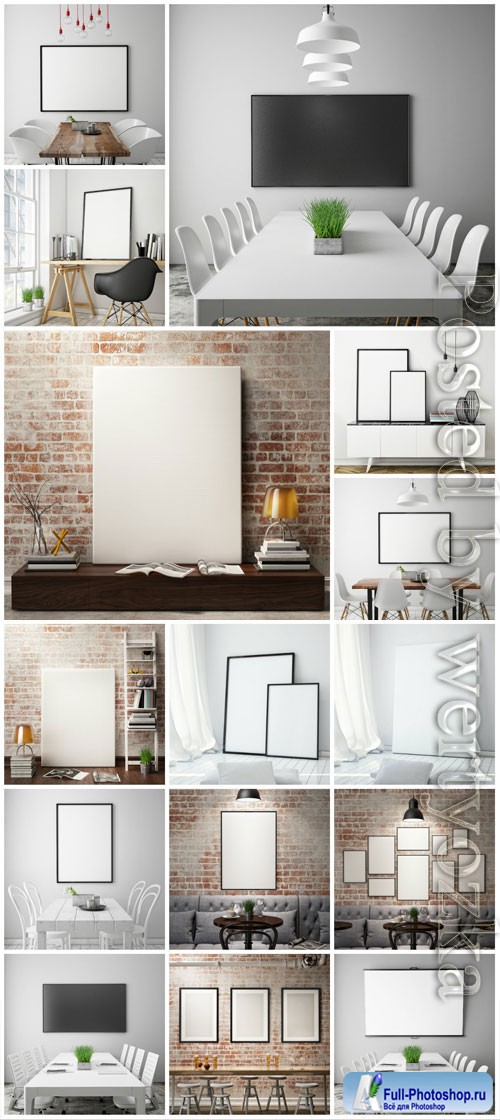 Modern interior with brick walls stock photo