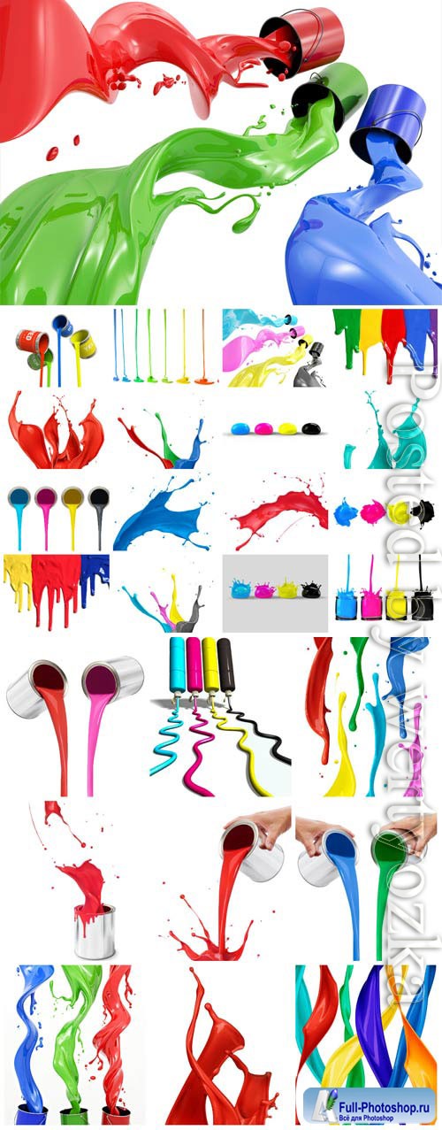 Splashes of multicolored paint stock photo