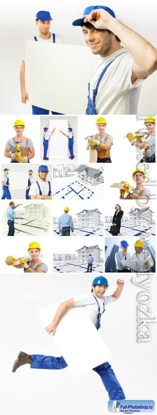 House builders, handymen stock photo