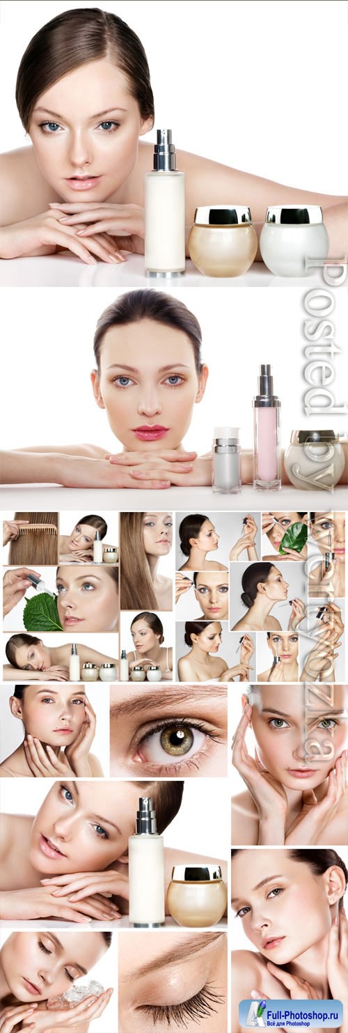 Girl and cosmetics concept stock photo