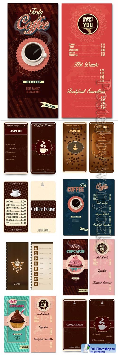 Coffee menu for cafe and restaurant in vector