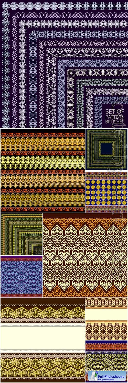 Set of backgrounds with patterns and borders in vector