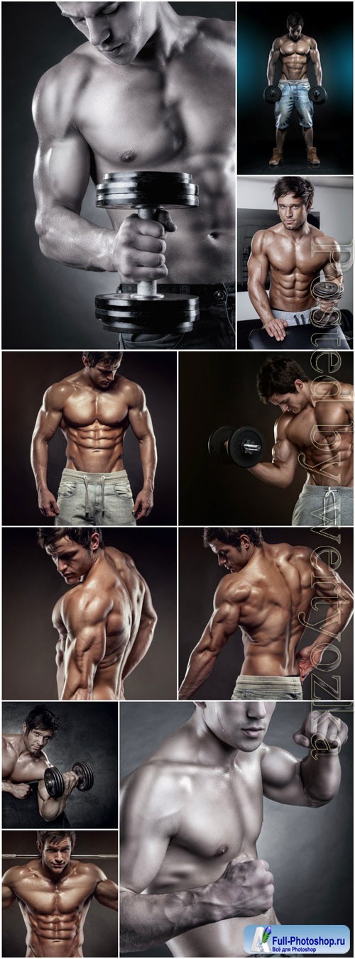 Muscular strong men stock photo