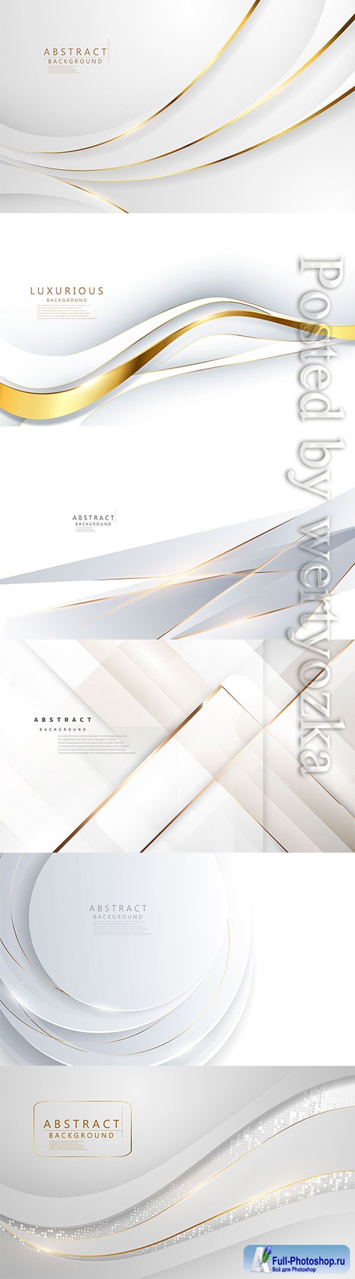 White abstract vector backgrounds with golden lines