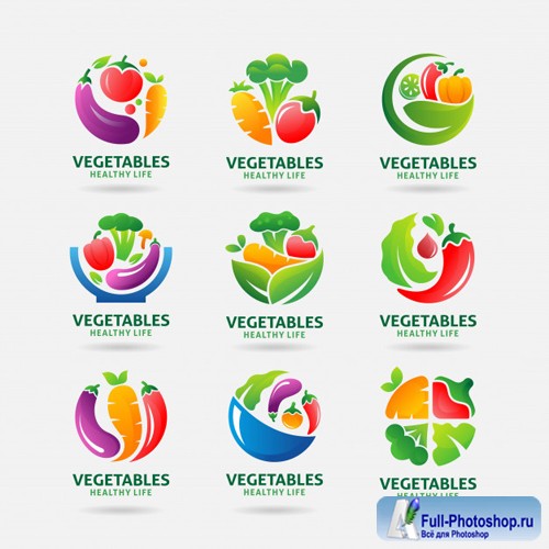 Collection of vegetables logo vector design