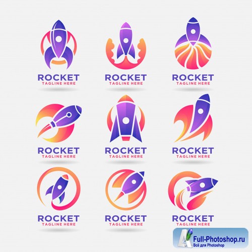 Collection of rocket logo vector design