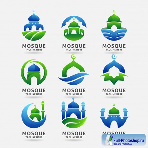 Collection of mosque logo vector design