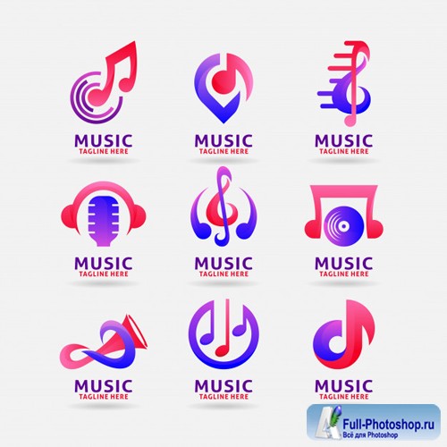 Collection of music logo vector design