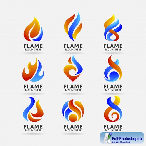 Collection of fire flame vector logo