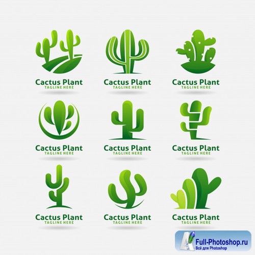 Collection of cactus plant logo vector design