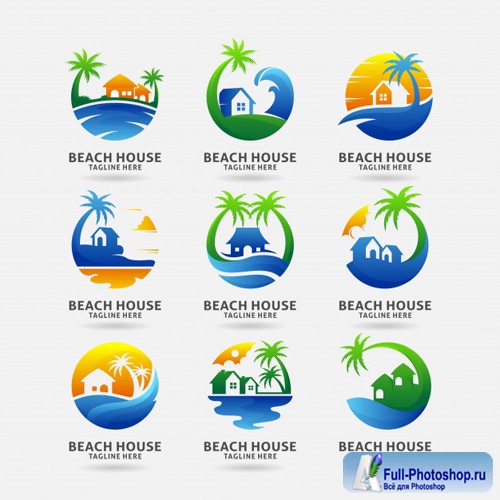 Collection of beach house logo vector design