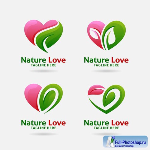 Set of nature love logo vector design