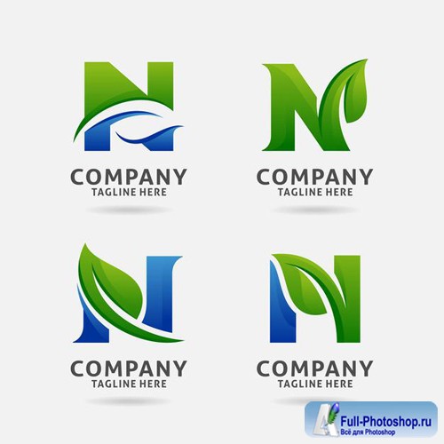 Set of letter from leaf logo vector design