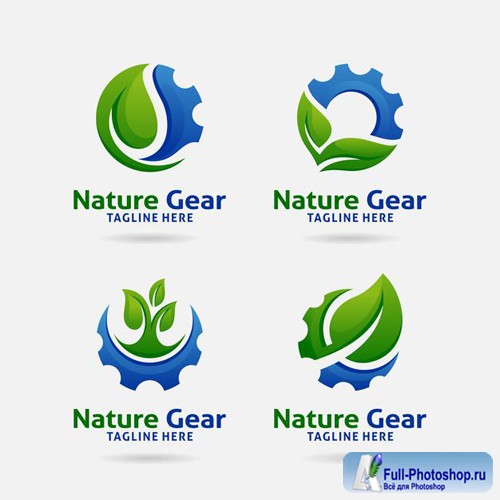 Set of nature gear logo vector design