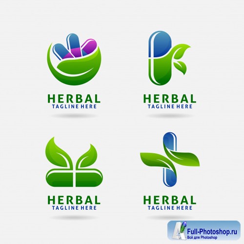 Herbal capsule logo vector design