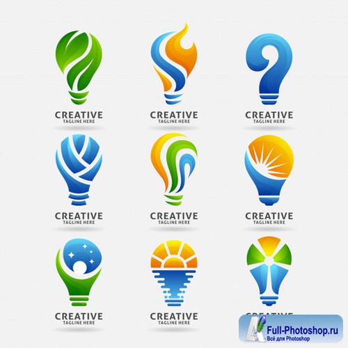 Collection of creative lamp logo vector design