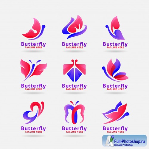 Collection of butterfly logo vector design