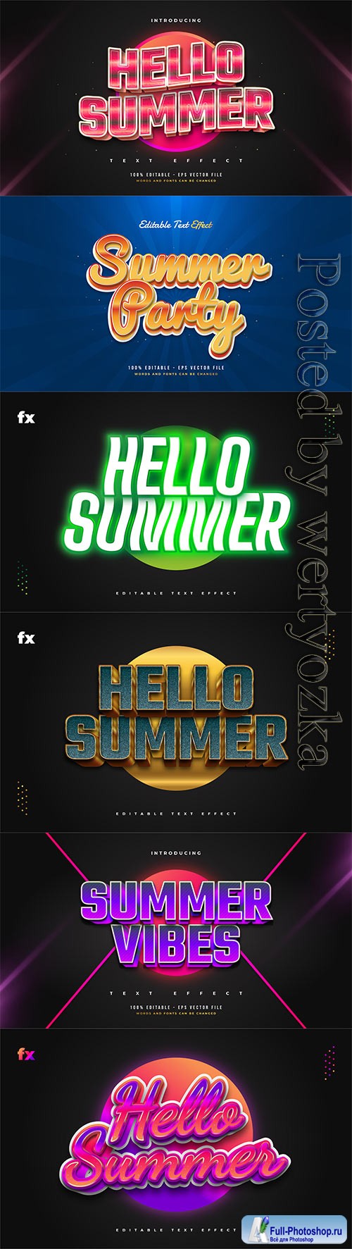 Hello summer 3d editable text style effect in vector vol 4