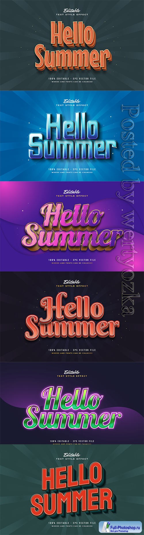 Hello summer 3d editable text style effect in vector vol 11