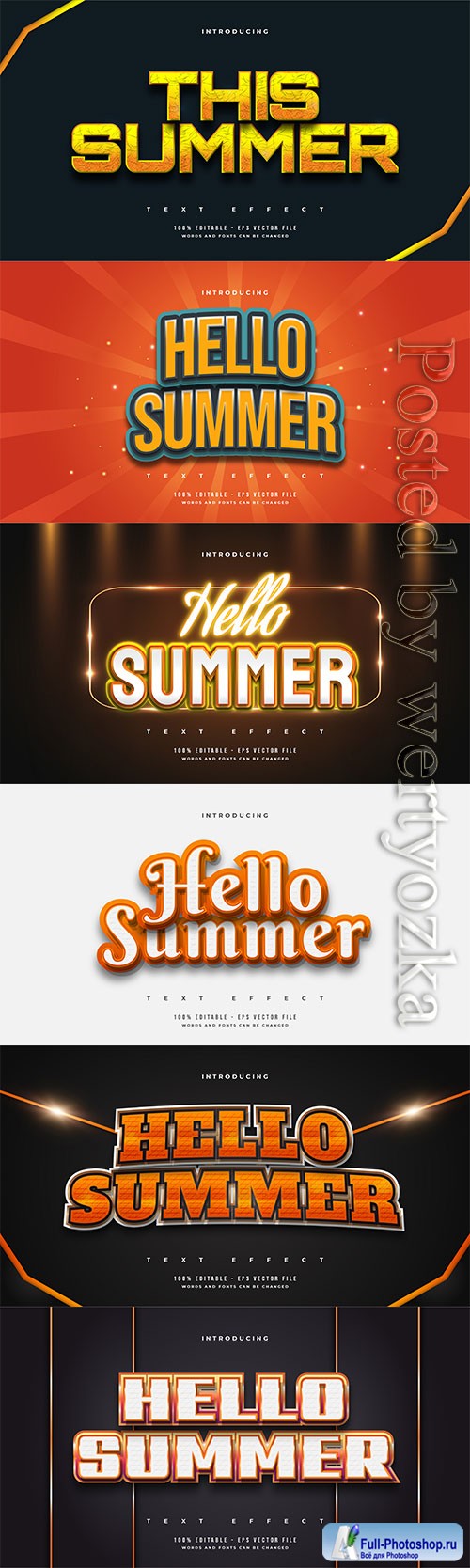 Hello summer 3d editable text style effect in vector vol 7