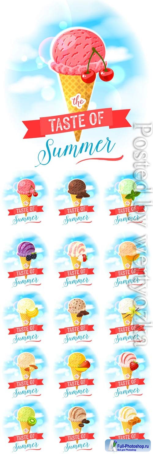 Ice cream assortment in vector