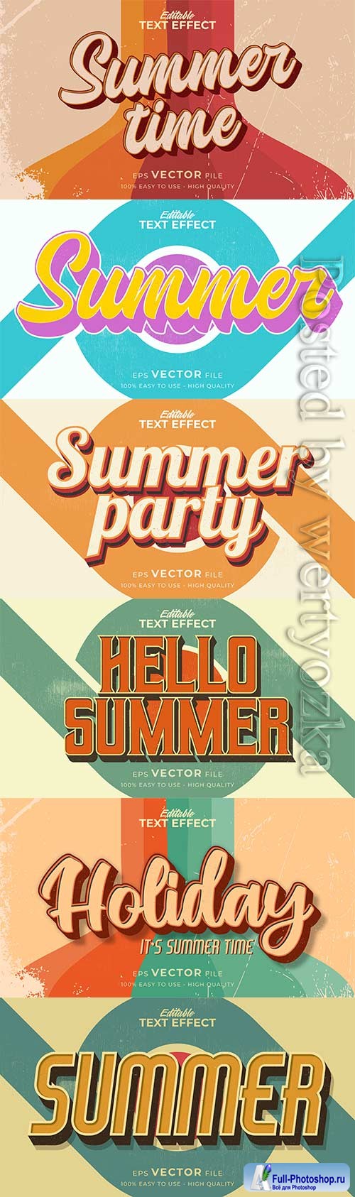 Retro summer holiday text in grunge style theme in vector vol 7