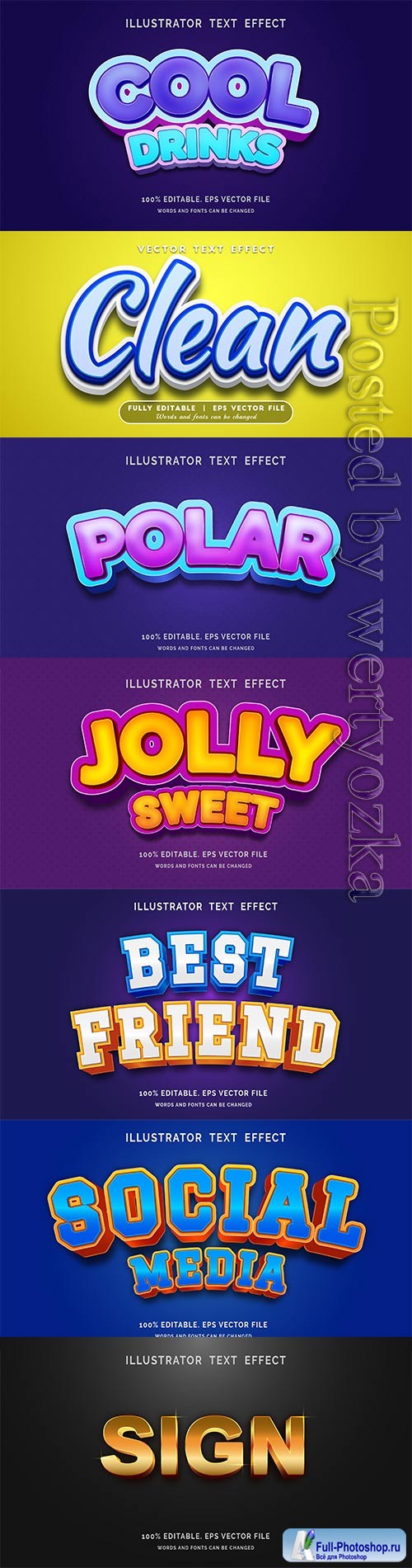 3d editable text style effect vector vol 544