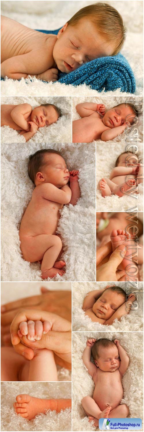 Sleeping newborn baby stock photo