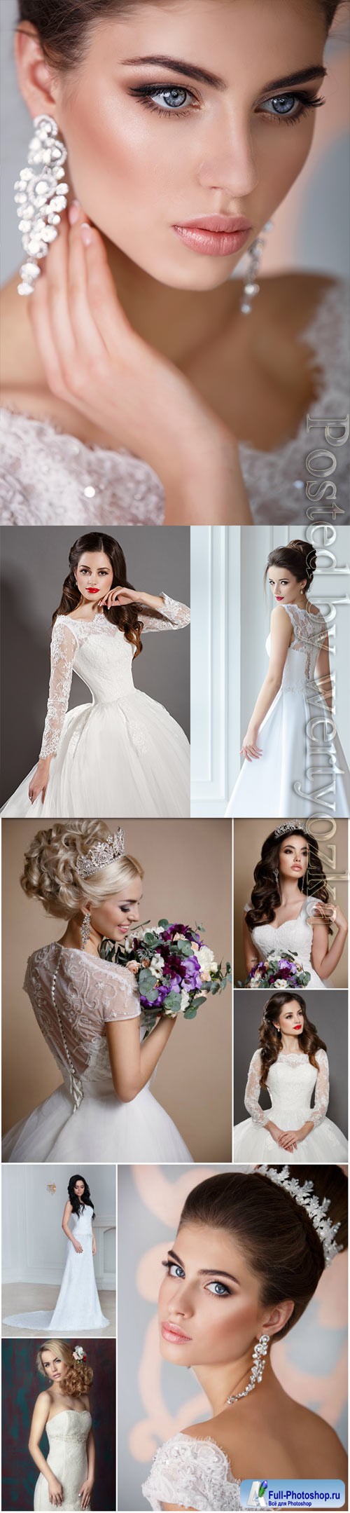 Brides in luxurious dresses stock photo