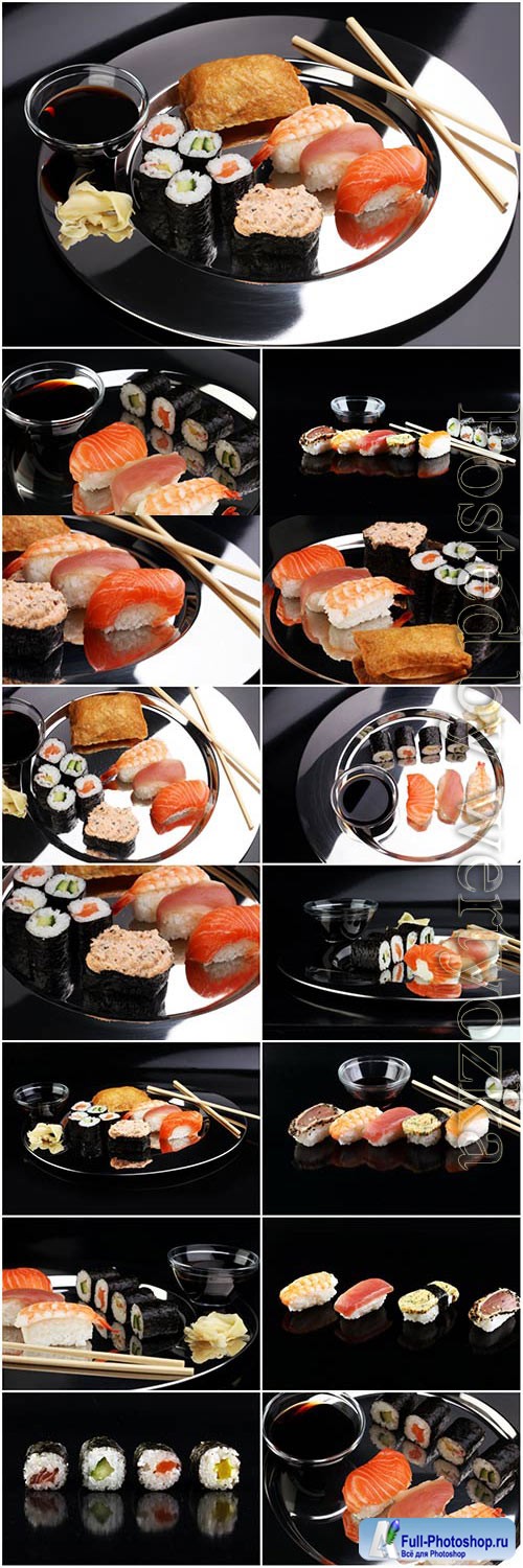 Sushi on dark background stock photo