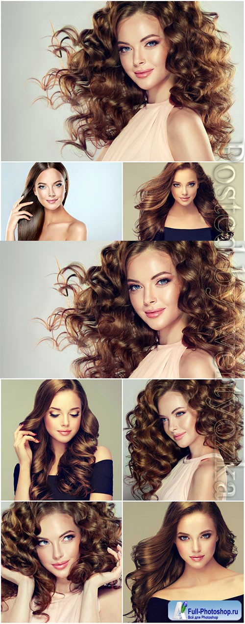 Girls with luxurious hair stock photo