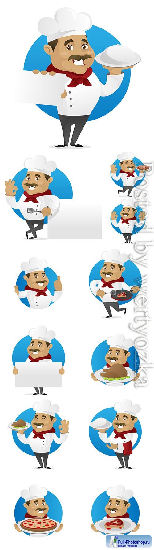 Cartoon chef with a dish in his hands in vector