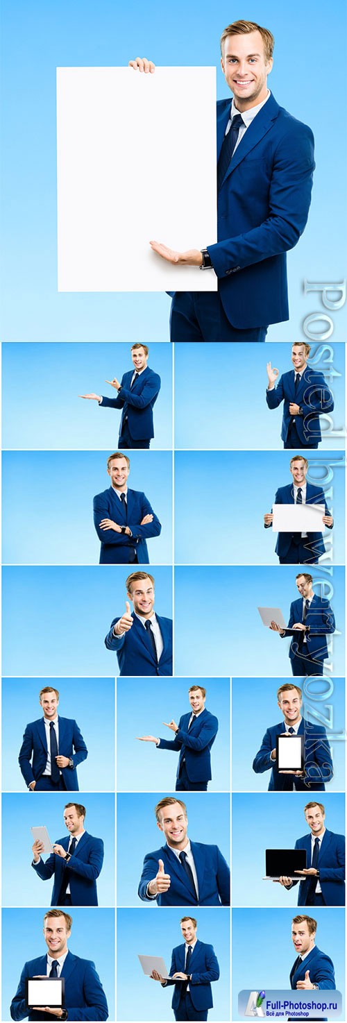 Young man holding a poster stock photo