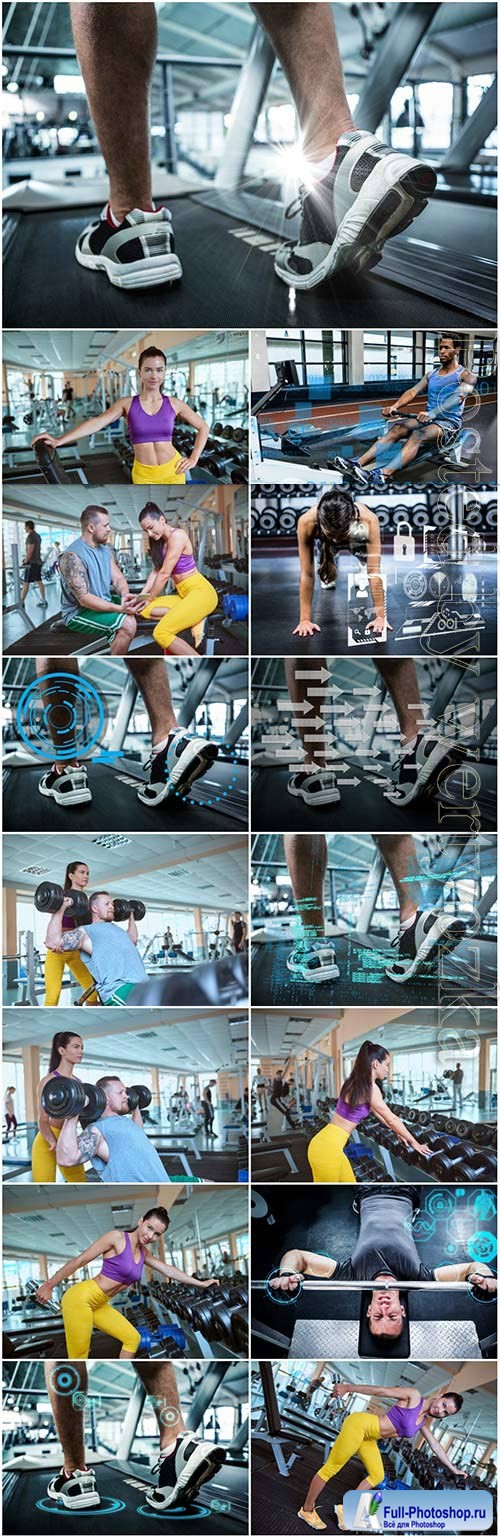 Exercise in the gym stock photo