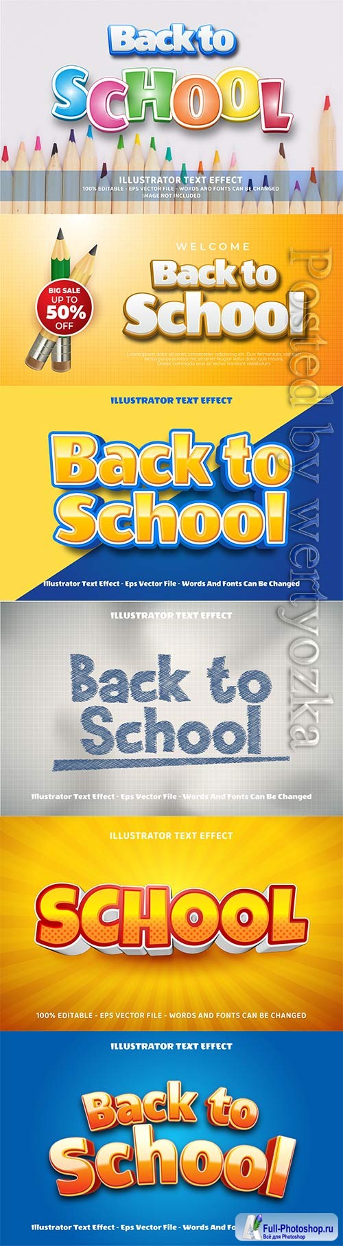 Back to school 3d editable text style effect vector vol 3