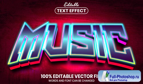 Music text, font style editable text effect