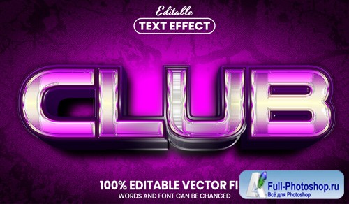 Club text, font style editable text effect