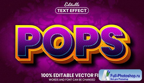 Pops text, font style editable text effect